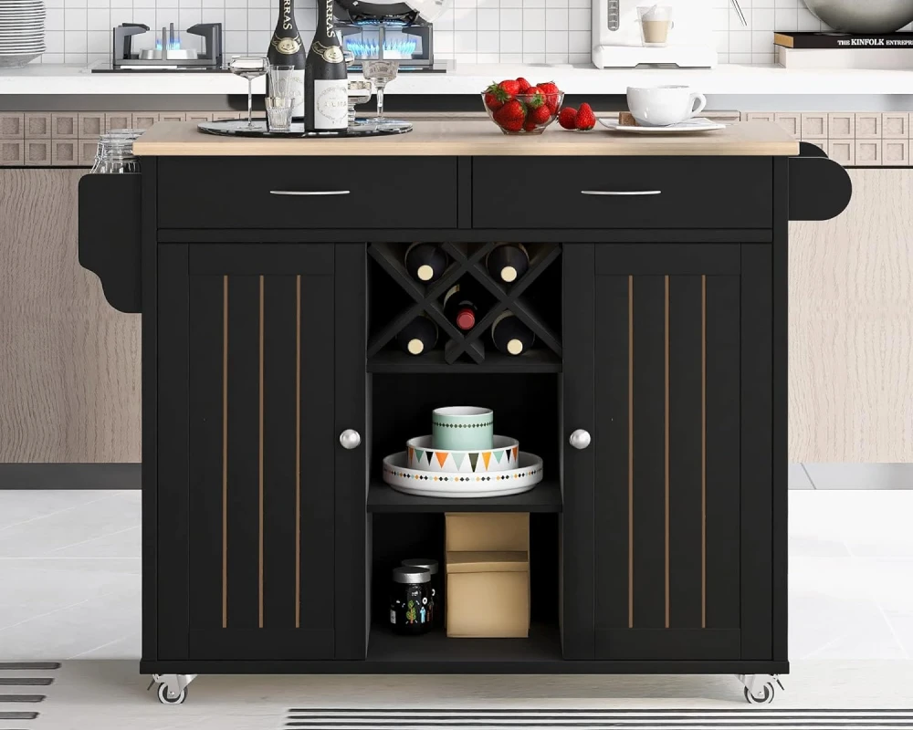 kitchen island cart with shelves